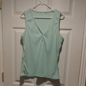 Mint Green Sleeveless Top With Snap Button Detail